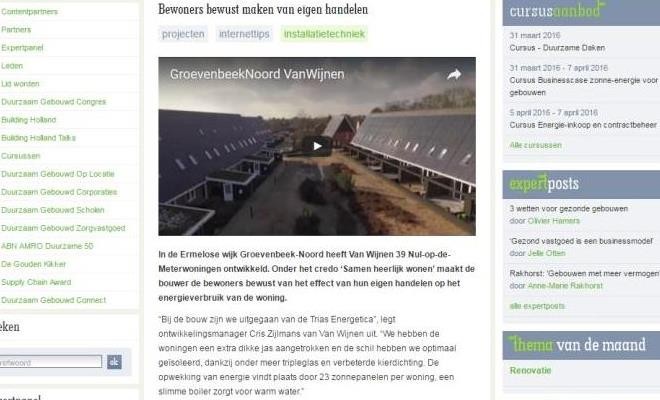 Publicatie 39 nul-op-de-meter woningen Groevenbeek Noord Ermelo in Duurzaam Gebouwd